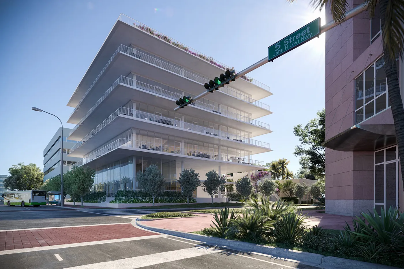 5-story Class A+ office building, designed by Spanish master architect Alberto Campo Baeza, marks his inaugural commercial project in Miami Beach.